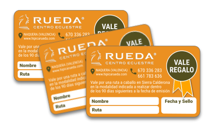 Regala Tarjetas regalo para rutas a caballo en la Hípica Rueda de Náquera Valencia